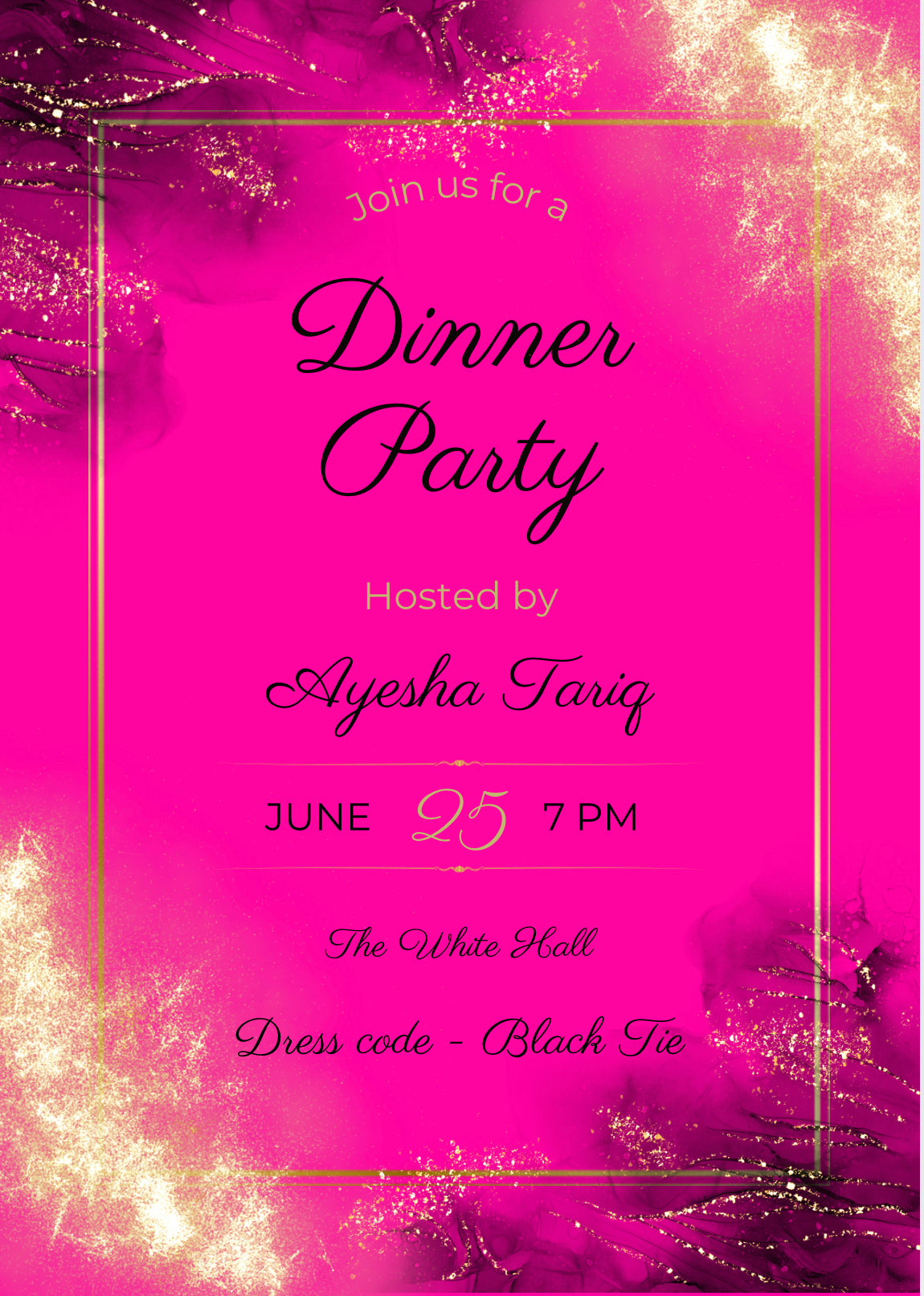 Hot Pink and Gold Event Invitation