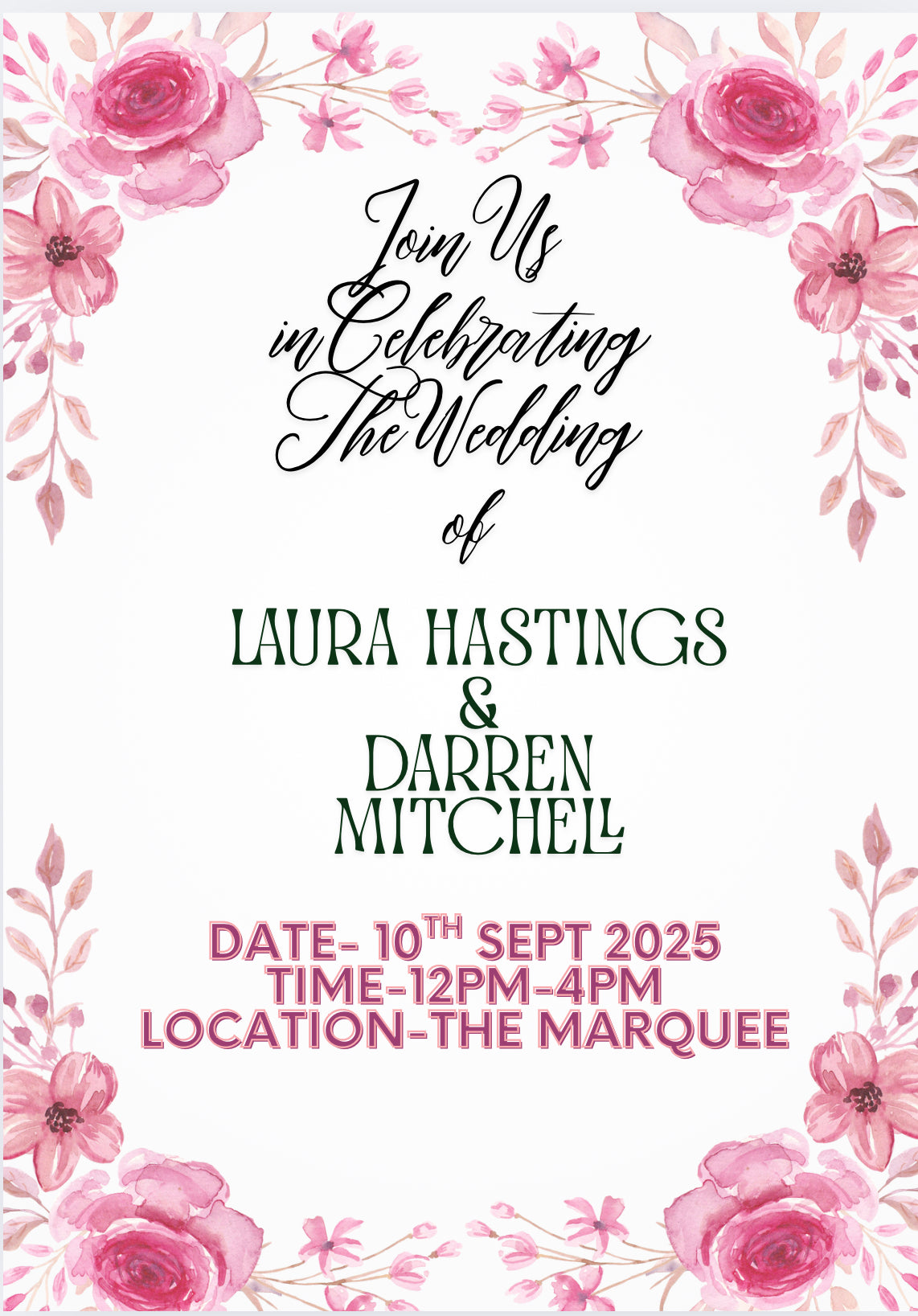 White and Pink Wedding Invitation