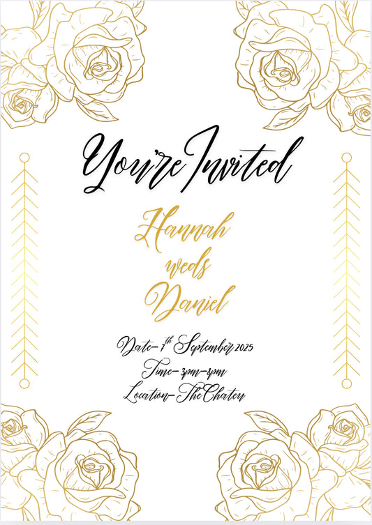 White and Gold Wedding Invitation