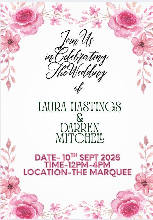 White and Pink Wedding Invitation
